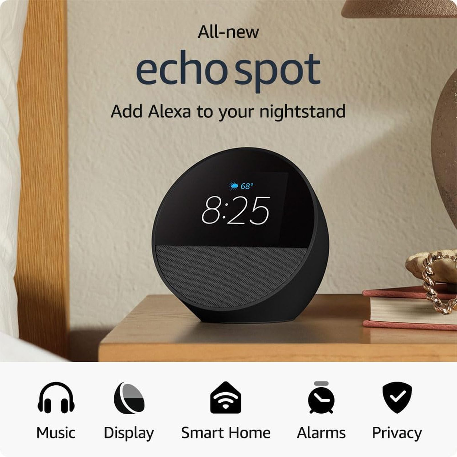 Buy amazon Echo Spot with Built-in Alexa Smart Wi-Fi Speaker